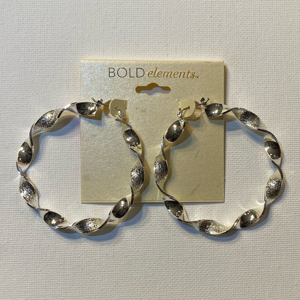 Bold Elements Silver Tone Hoop Earrings